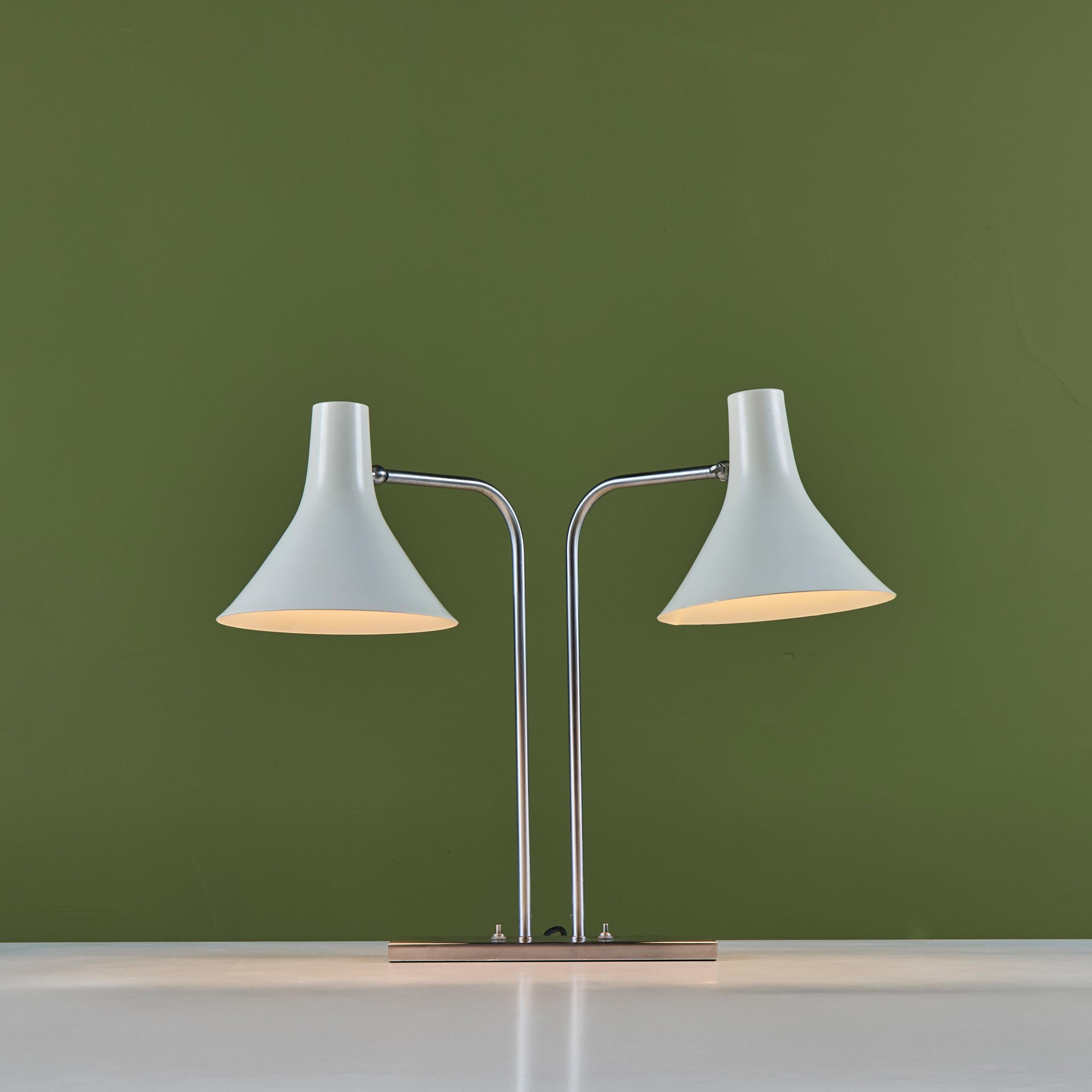 Enameled Greta Von Nessen Double Shade Desk Lamp for Nessen Studios For Sale