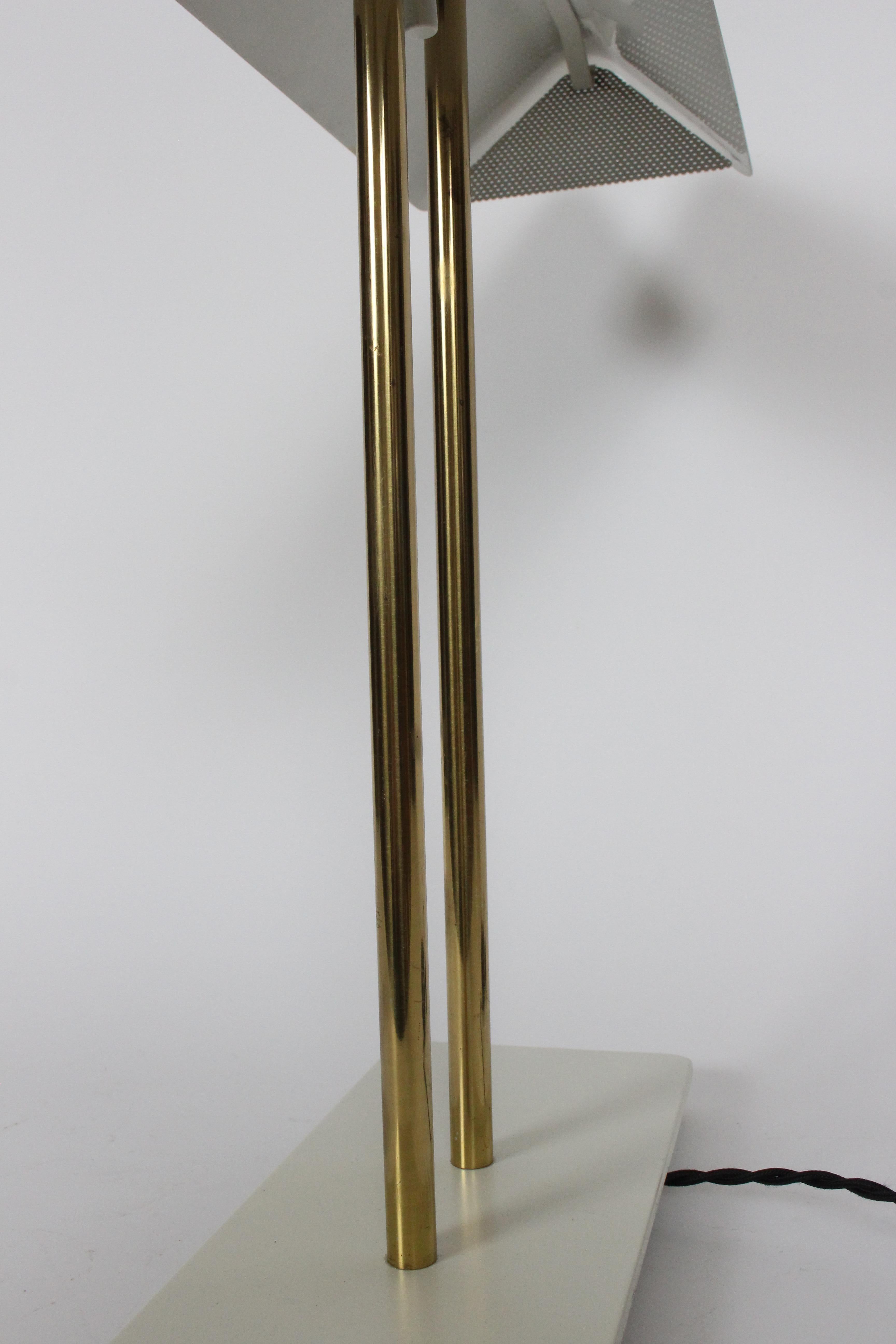 Greta Von Nessen Enamel Dual Column Desk Lamp, 1950's 2
