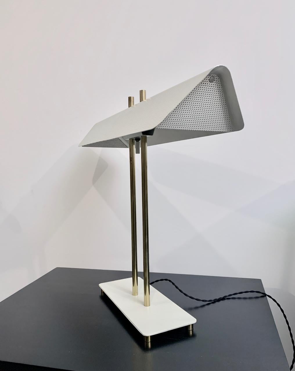 Greta Von Nessen Enamel Dual Column Desk Lamp, 1950's 10
