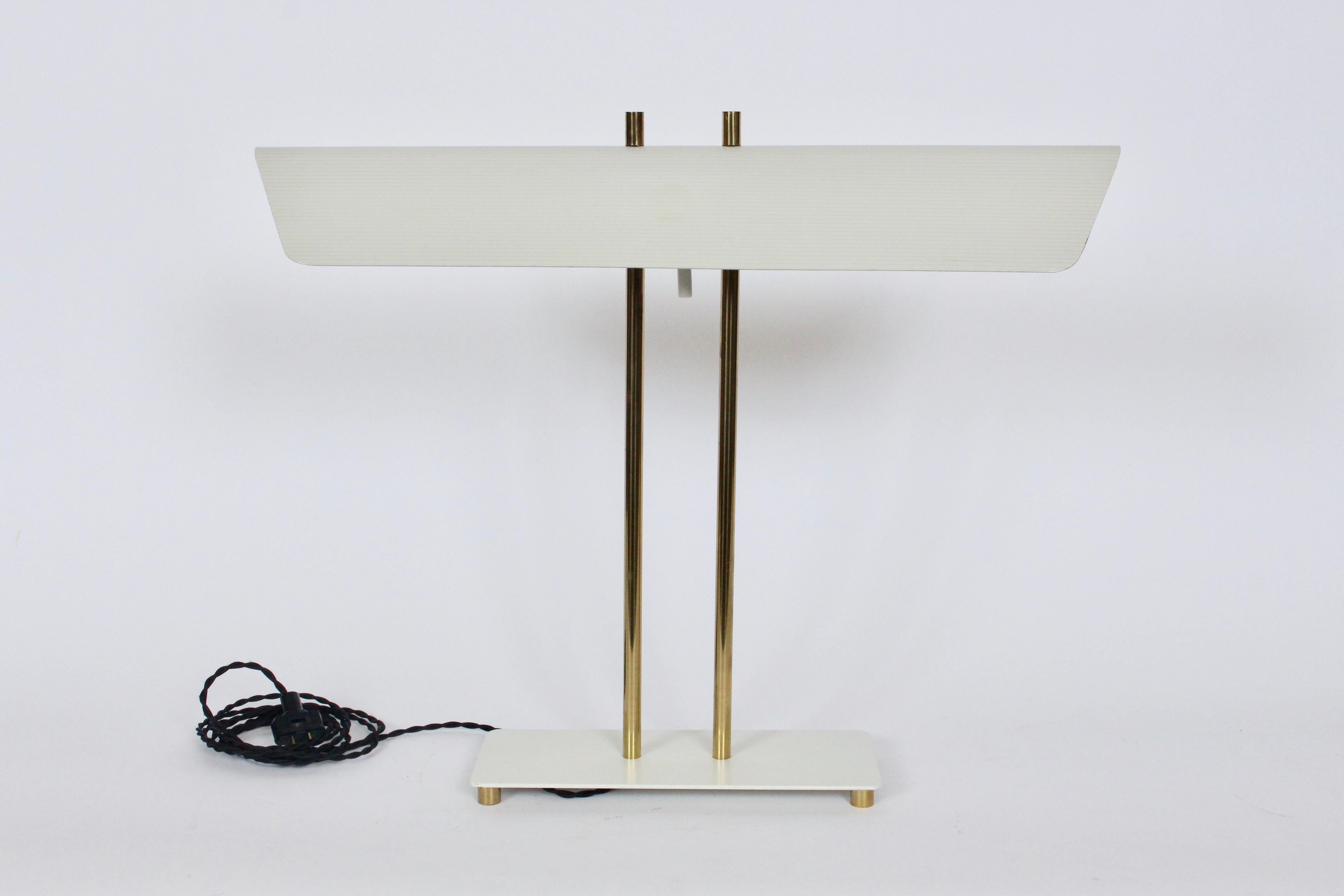 Mid-Century Modern Greta Von Nessen Enamel Dual Column Desk Lamp, 1950's
