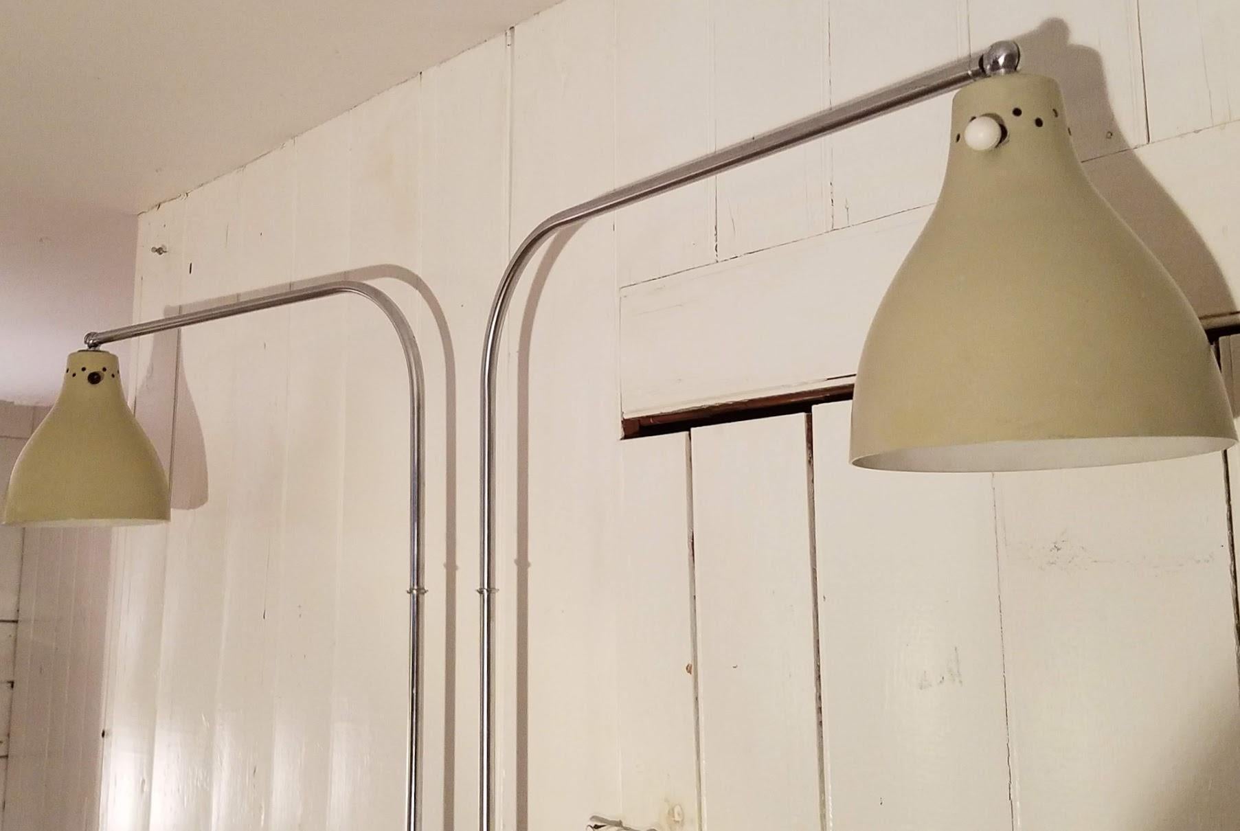 20th Century Greta Von Nessen Pair of Adjustable NS 945 Swing Arm Wall Lamps, circa 1950 For Sale