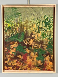 Autunno nel mio giardino a nord: Quadro su tela a tecnica mista con cornice