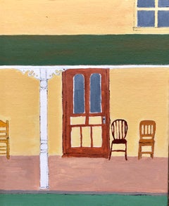 New Yorker Magazine Cover Oil Painting New England Porch View Folk Art Americana