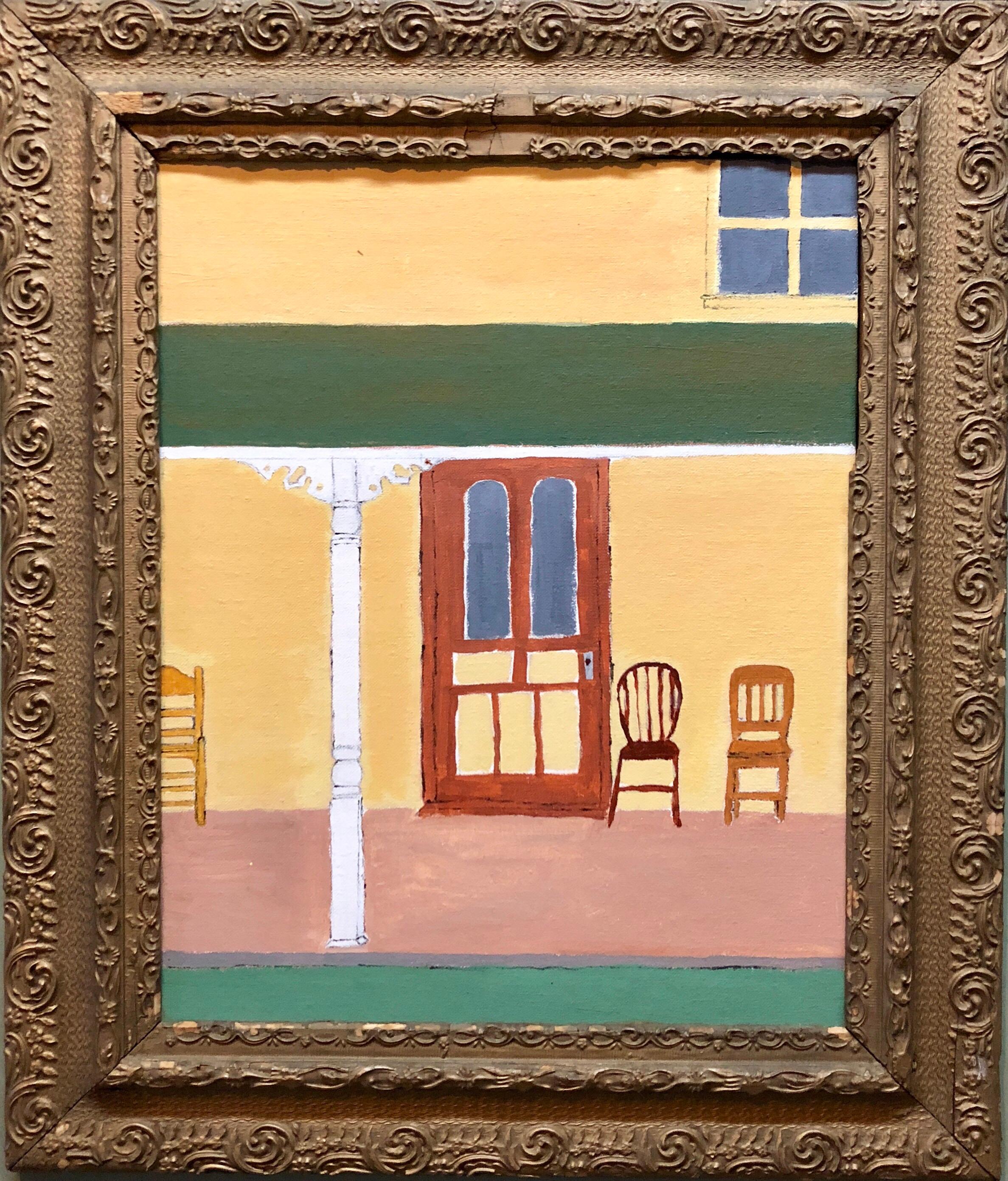 Gretchen Dow Simpson Figurative Painting - New Yorker Magazine Cover Oil Painting New England Porch View Folk Art Americana