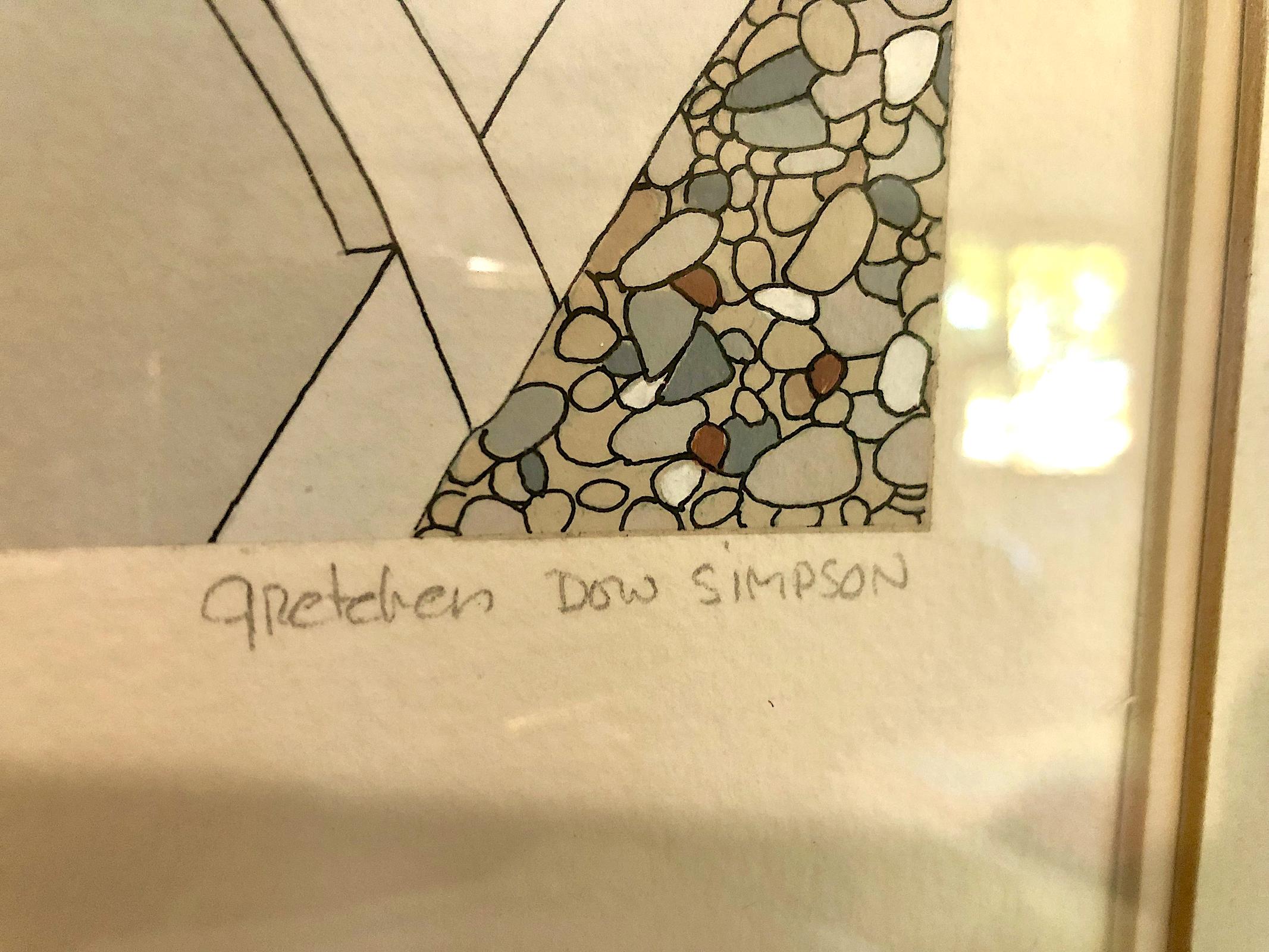 Signed Etching “Row Boats, Monhegan Island, Maine” - Abstract Print by Gretchen Dow Simpson