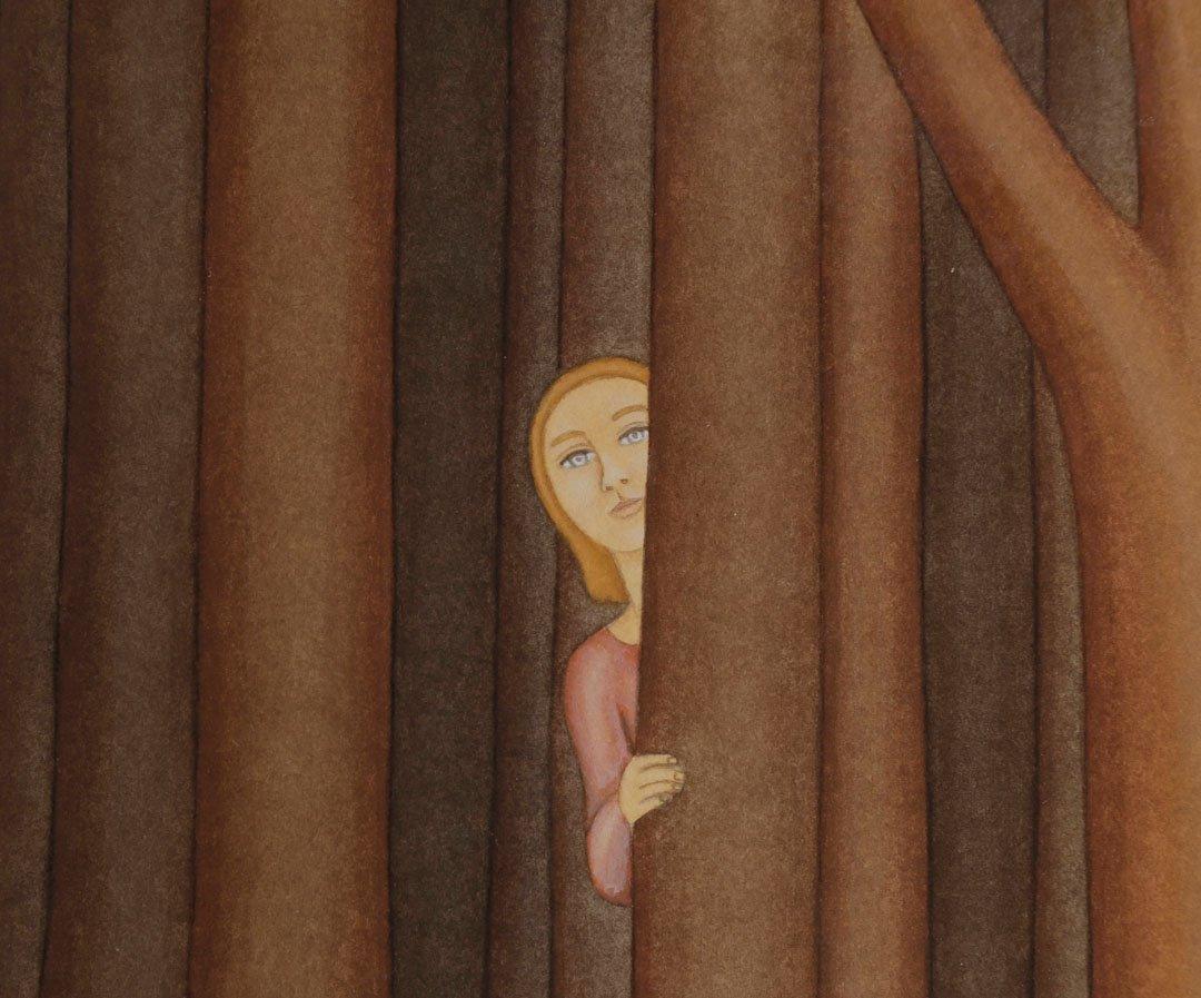 Gretchen Oldfather Troibner (American, b. 1953)
Strange Woods
Casein on paper
Signed with monogram lower right
16.5 x 12.75 inches
27.5 x 22.5 inches

Gretchen Troibner is an American artist whose primary media is painting gouache on paper.