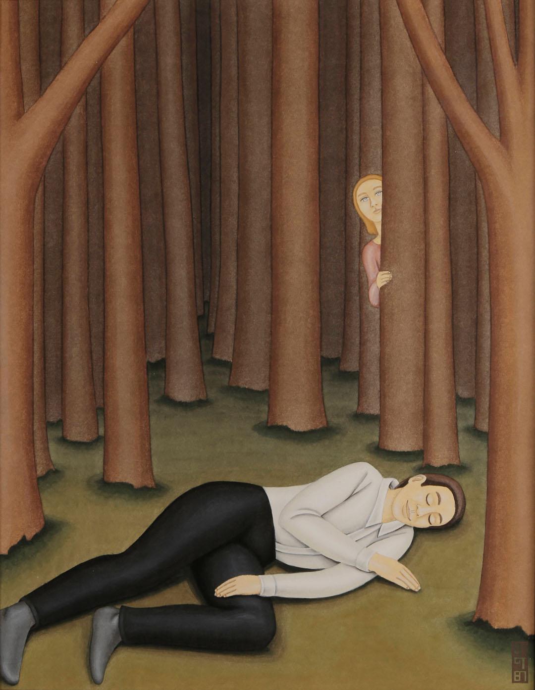 Strange Woods, dipinto surrealista del XX secolo dell'artista di Cleveland