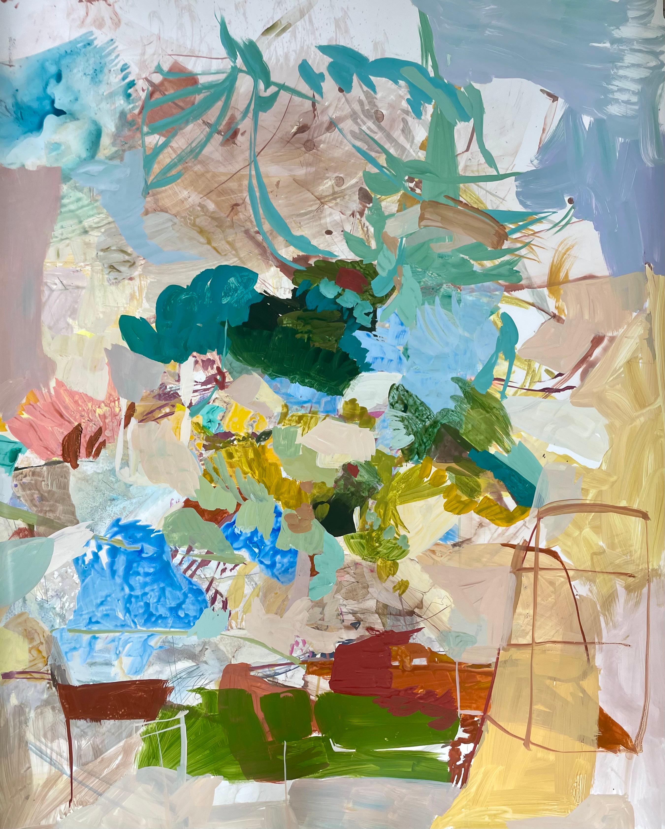 Gretchen Warsen Abstract Painting – Essen mit einem Wandgemälde