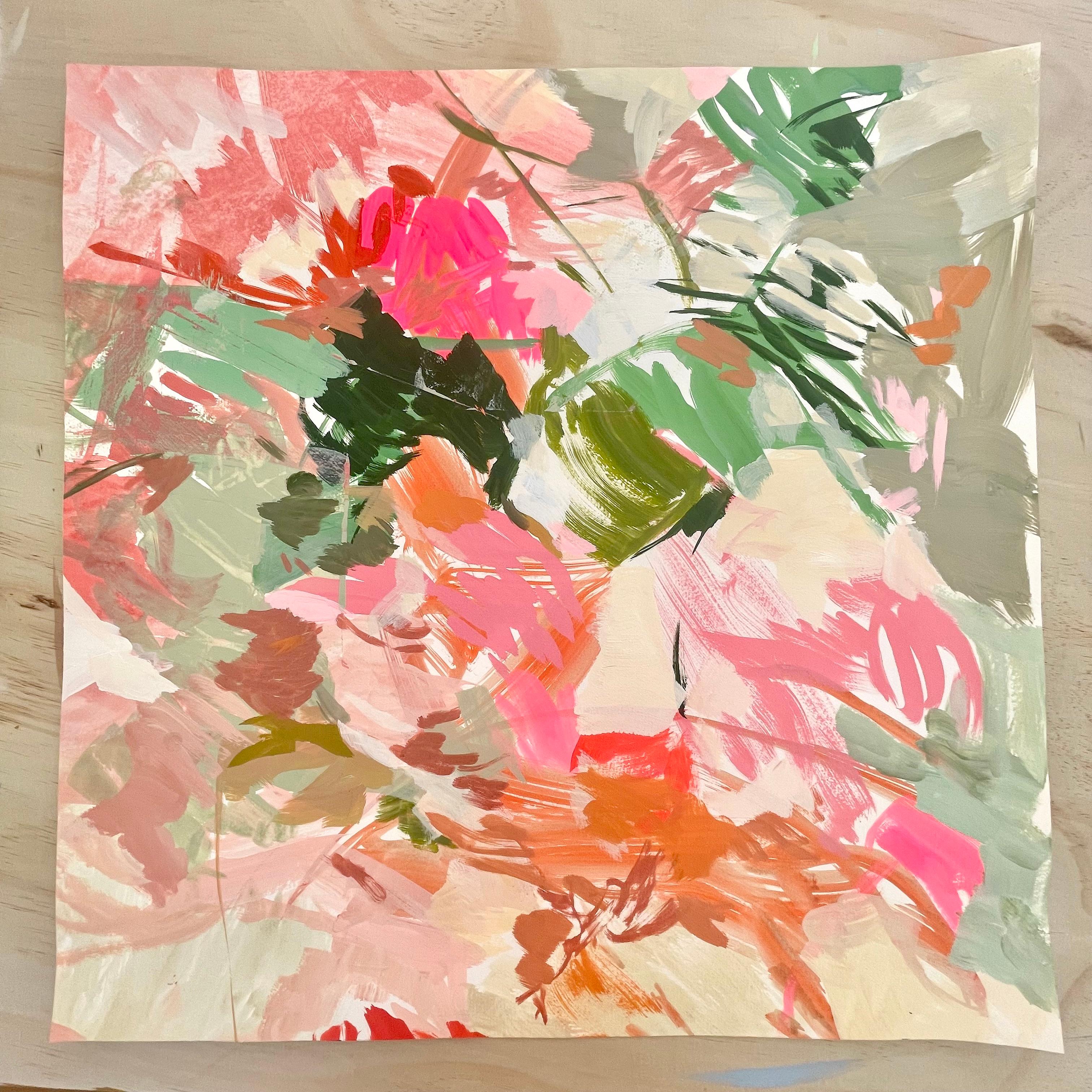 Gretchen Warsen Abstract Painting – Hibiskus-Teeparty II