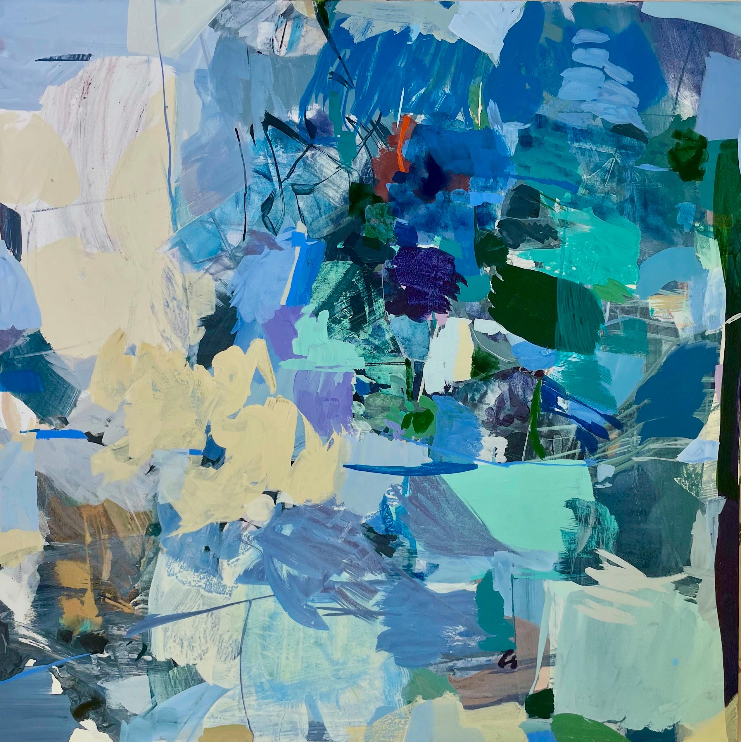 Gretchen Warsen Abstract Painting – Perfekter blauer Dienstag im Juni