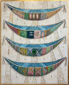 „The Beholder“ – vier Boote, Widerstandsfähigkeit, surreal, Freude, Design, farbenfroh, feminin