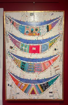 "Travelers in Time" four boats, ladder, fragments of memory, symbolic, repurpose