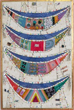 "Travelers in Time" four boats, ladder, fragments of memory, symbolic, repurpose