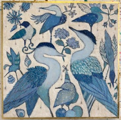 „True Nature“ – Blau- und Türkistöne, Reiher, Muscheln, Singvögel, Eier, Nester, Blumenmotive