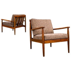 Sillón Grete Jalk en Caviuna y Bouclé Marrón Champiñón, Rino Levi, Brasil, años 60