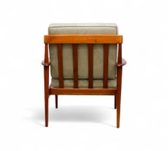 Fauteuil Grete Jalk en bois dur et en daim beige, Rino Levi, 1960