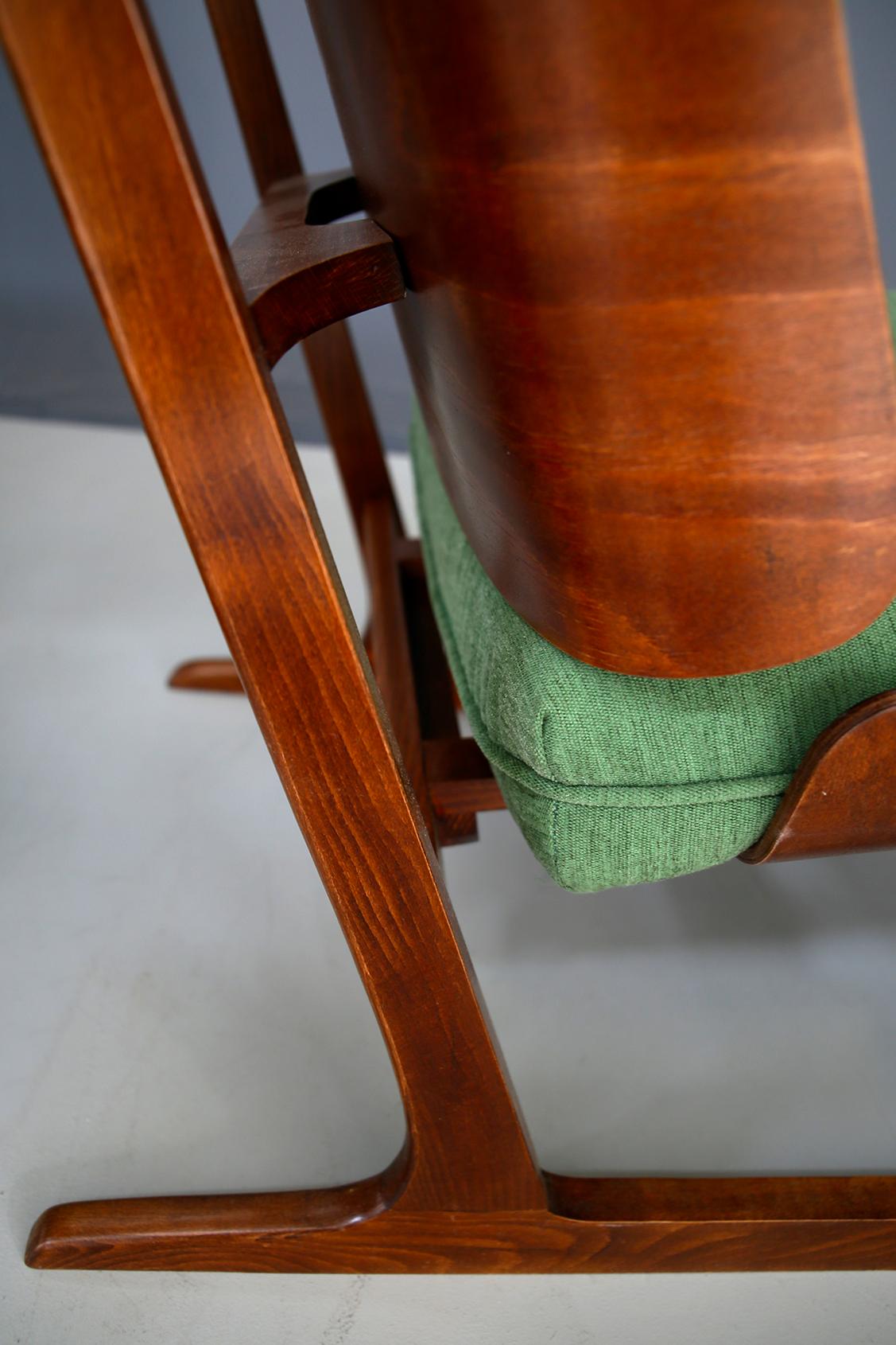 Grete Jalk Attributed Pair of Midcentury Armchairs Green in Mahogany, from 1950 (Dänisch)