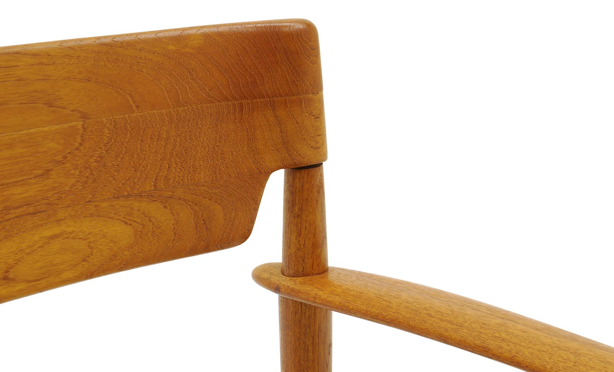 Danish Grete Jalk Chair with Arms, Teak with New Leather Upholstery, Beautiful Form For Sale