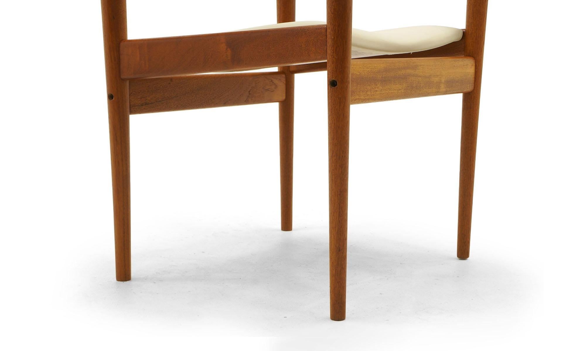 Mid-20th Century Grete Jalk Chair with Arms, Teak with New Leather Upholstery, Beautiful Form For Sale