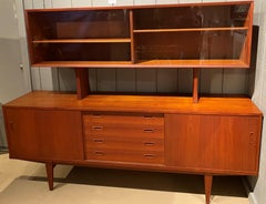 Grete Jalk Danish Midcentury Teak Credenza with Upper Display Cabinet