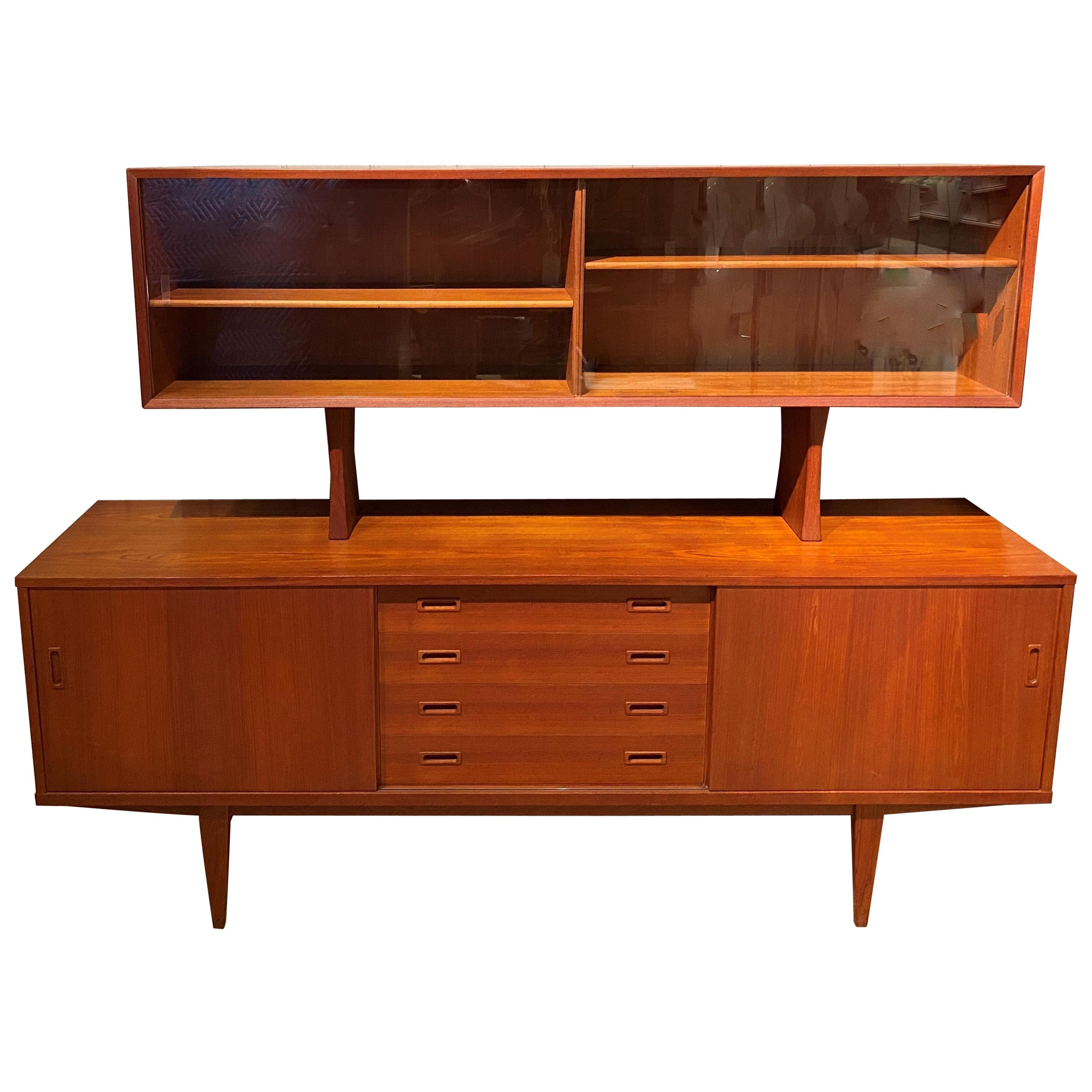 Grete Jalk Danish Midcentury Teak Credenza with Upper Display Cabinet