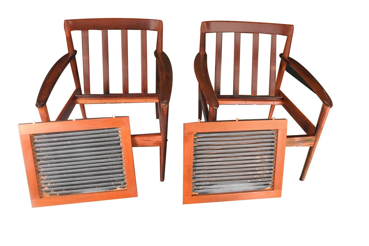 Grete Jalk Danish Model 56 1960's Pair Rosewood Lounge Chairs 4