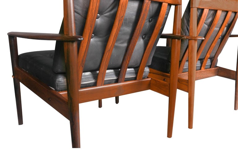Mid-Century Modern Grete Jalk Danish Model 56 1960's Pair Rosewood Lounge Chairs For Sale