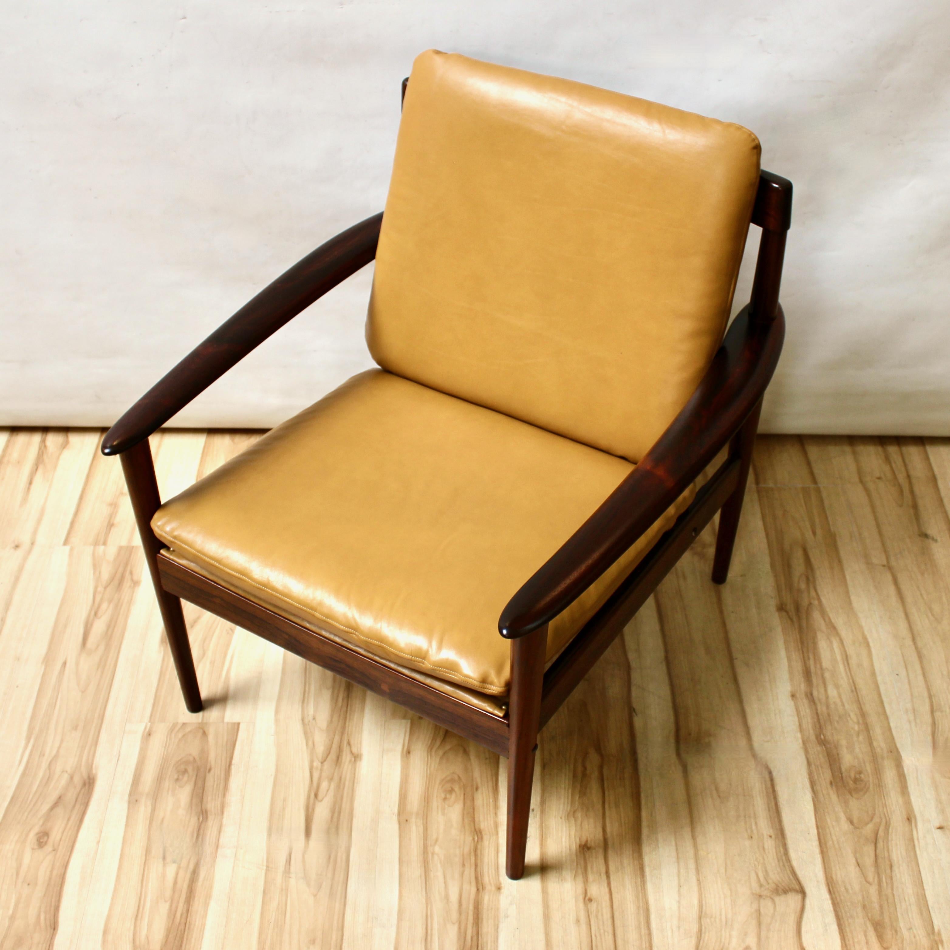 Scandinavian Modern Grete Jalk Danish Modern Rosewood Model 56 Lounge Chair