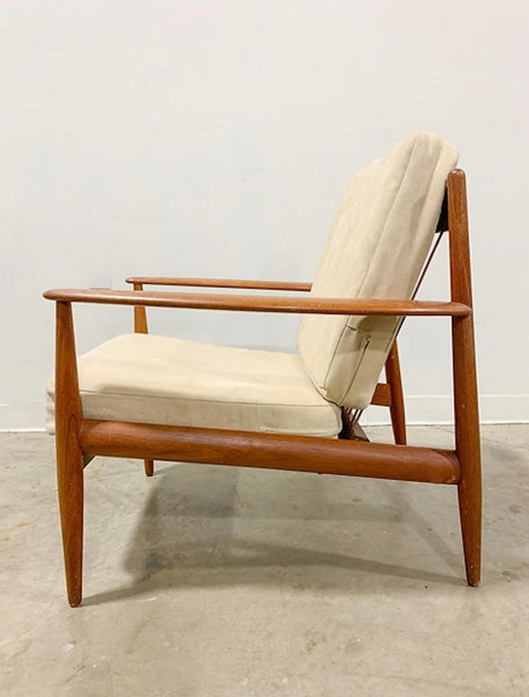 Grete Jalk Danish Modern Teak Lounge Chair For Sale 1