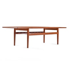 Grete Jalk Danish Modern Tiered Magazine Rack Teak Surfboard Coffee Table