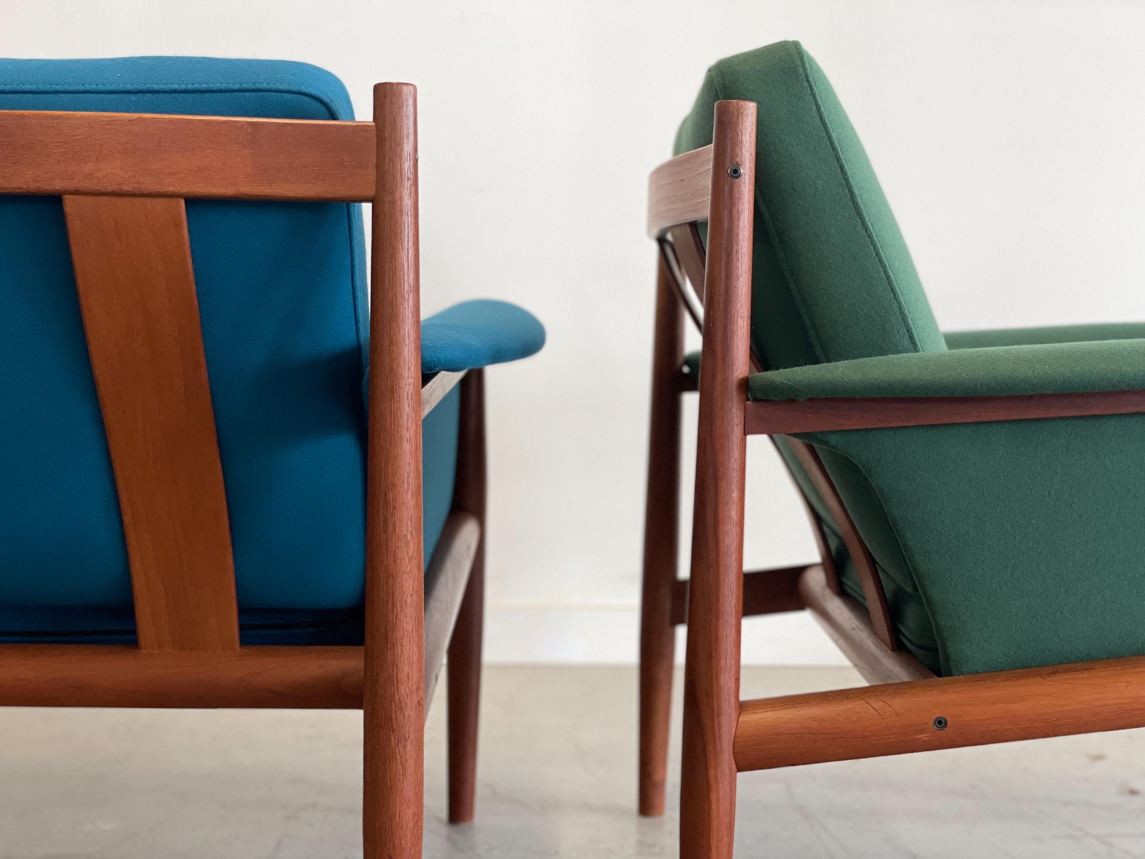 Grete Jalk Danish Teak Lounge Chairs for France and Son For Sale 3