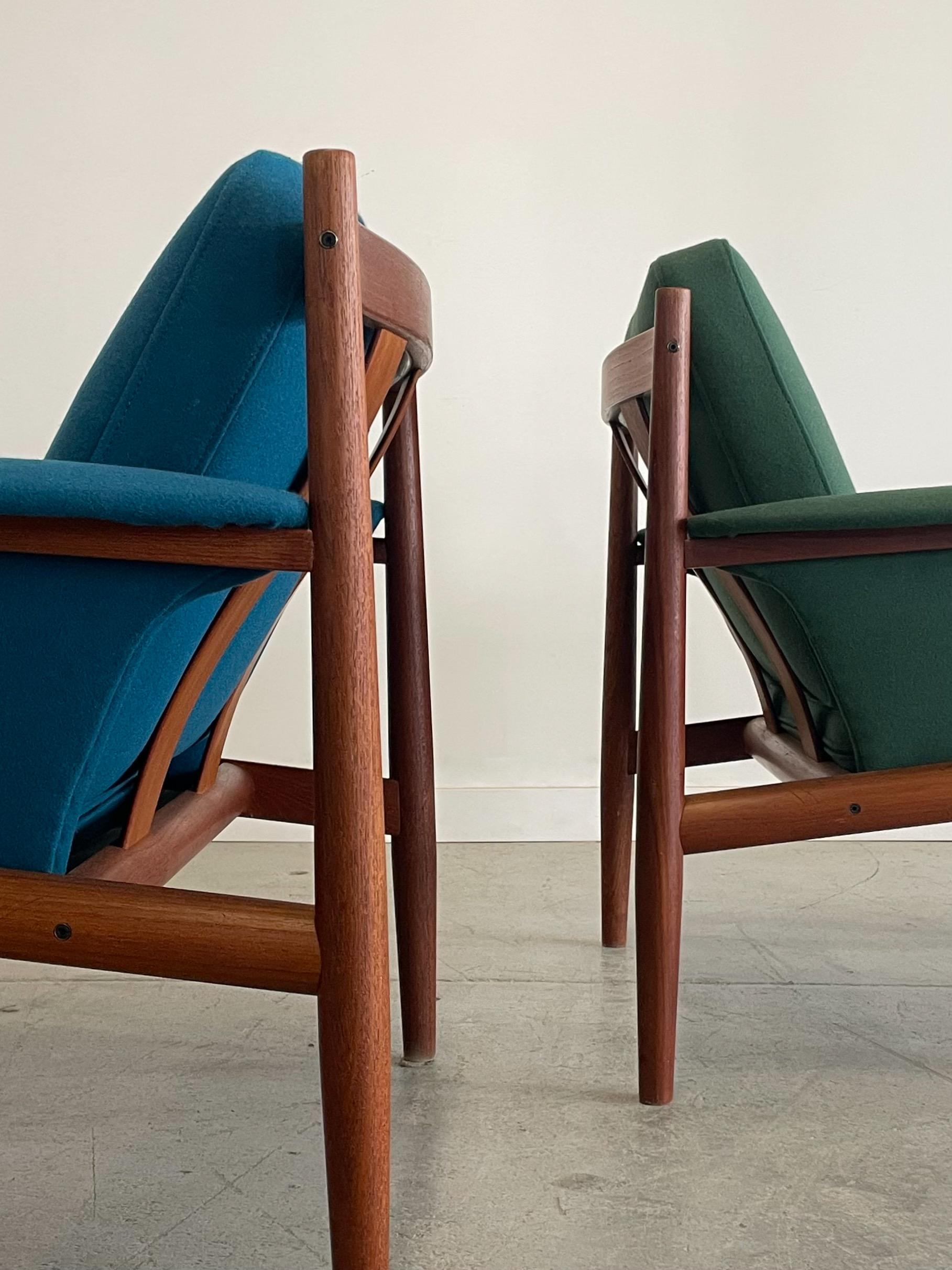 Grete Jalk Danish Teak Lounge Chairs for France and Son For Sale 4