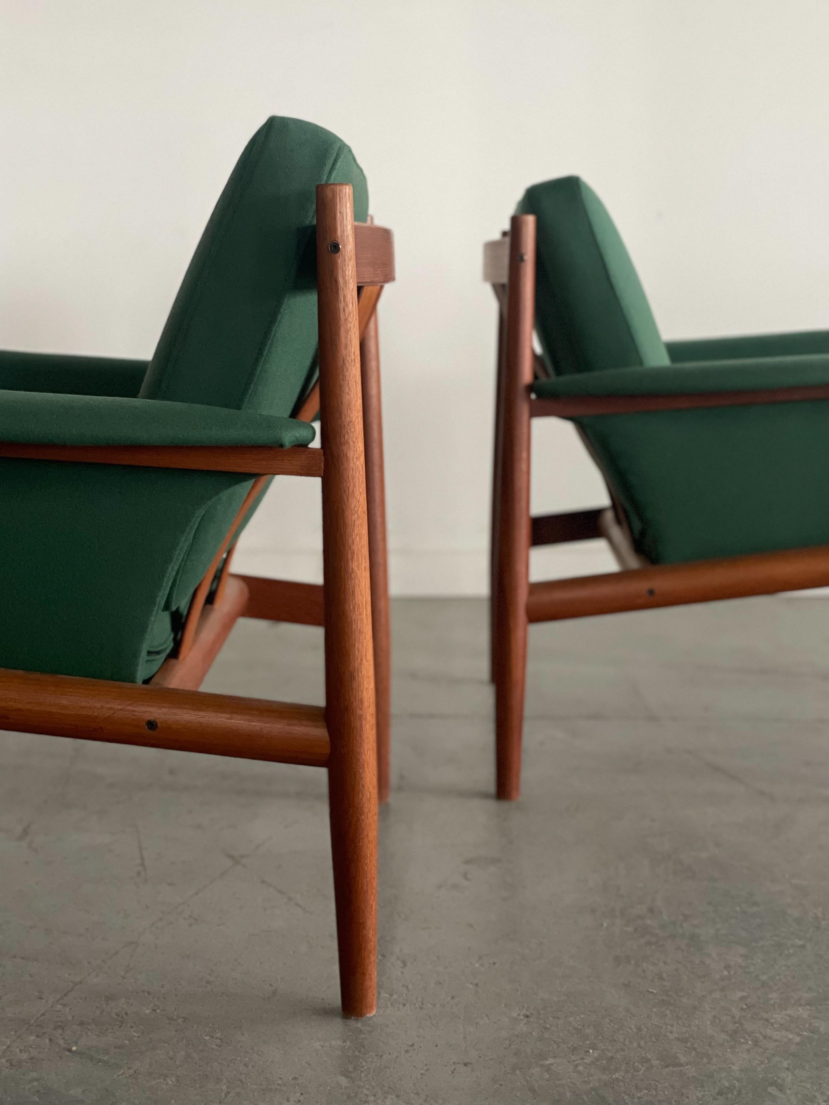 Scandinavian Modern Grete Jalk Danish Teak Lounge Chairs for France and Son For Sale