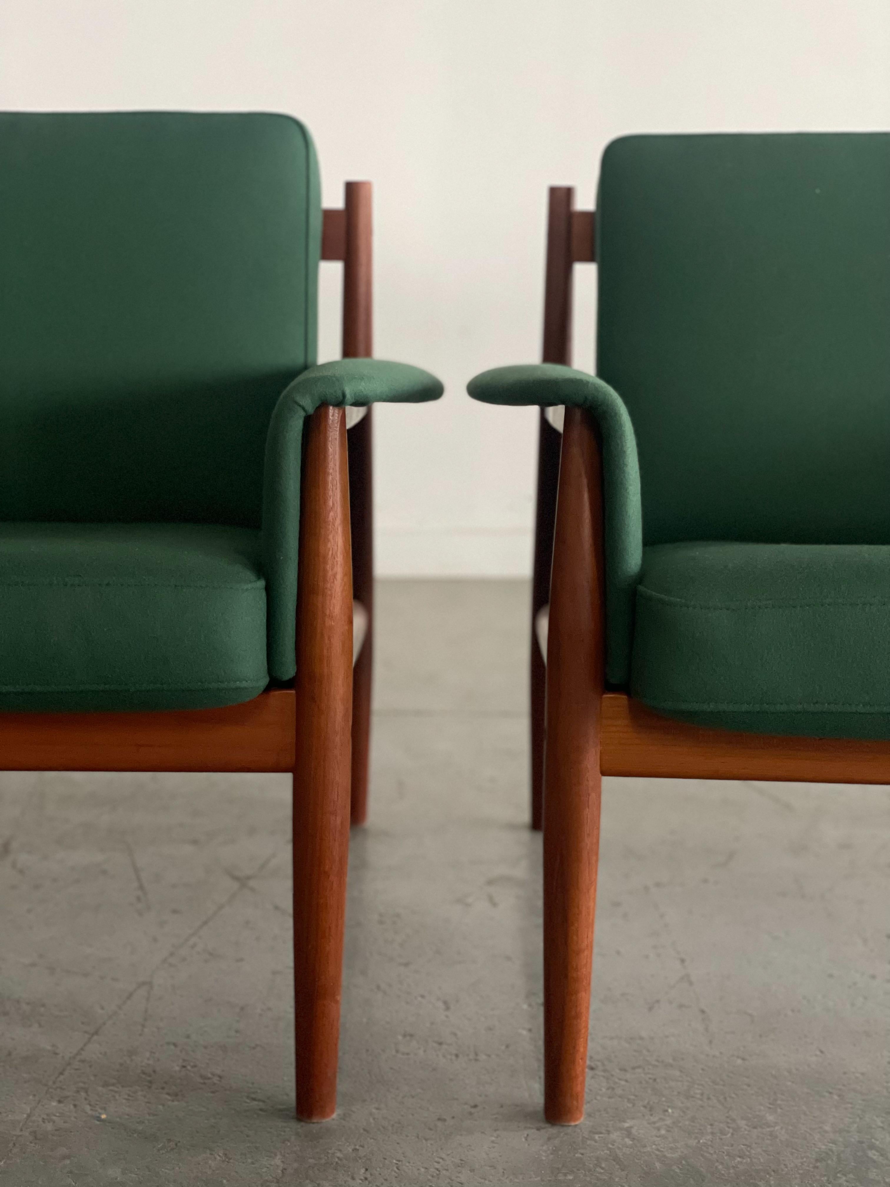Woodwork Grete Jalk Danish Teak Lounge Chairs for France and Son For Sale