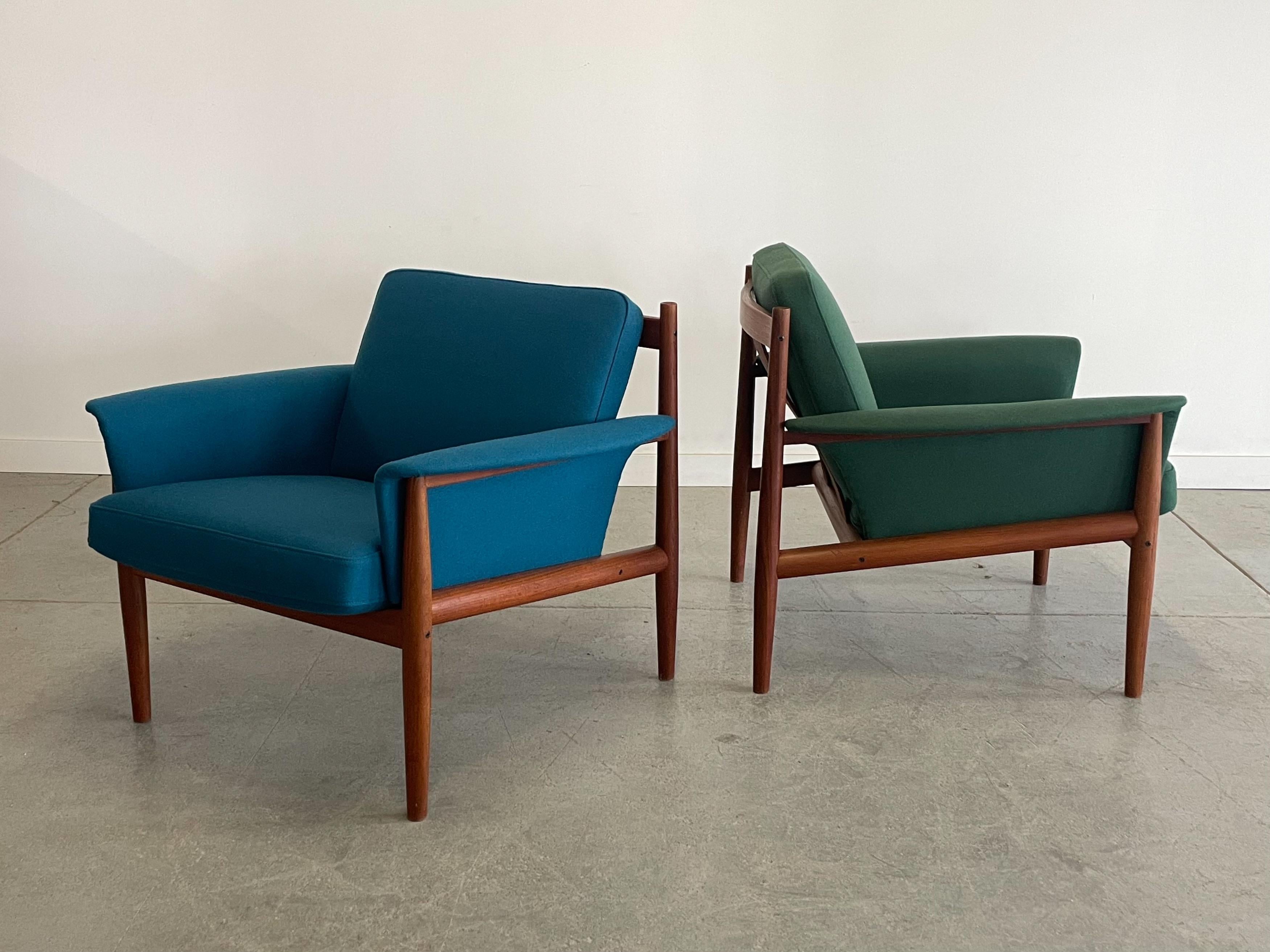 Grete Jalk Danish Teak Lounge Chairs for France and Son For Sale 1