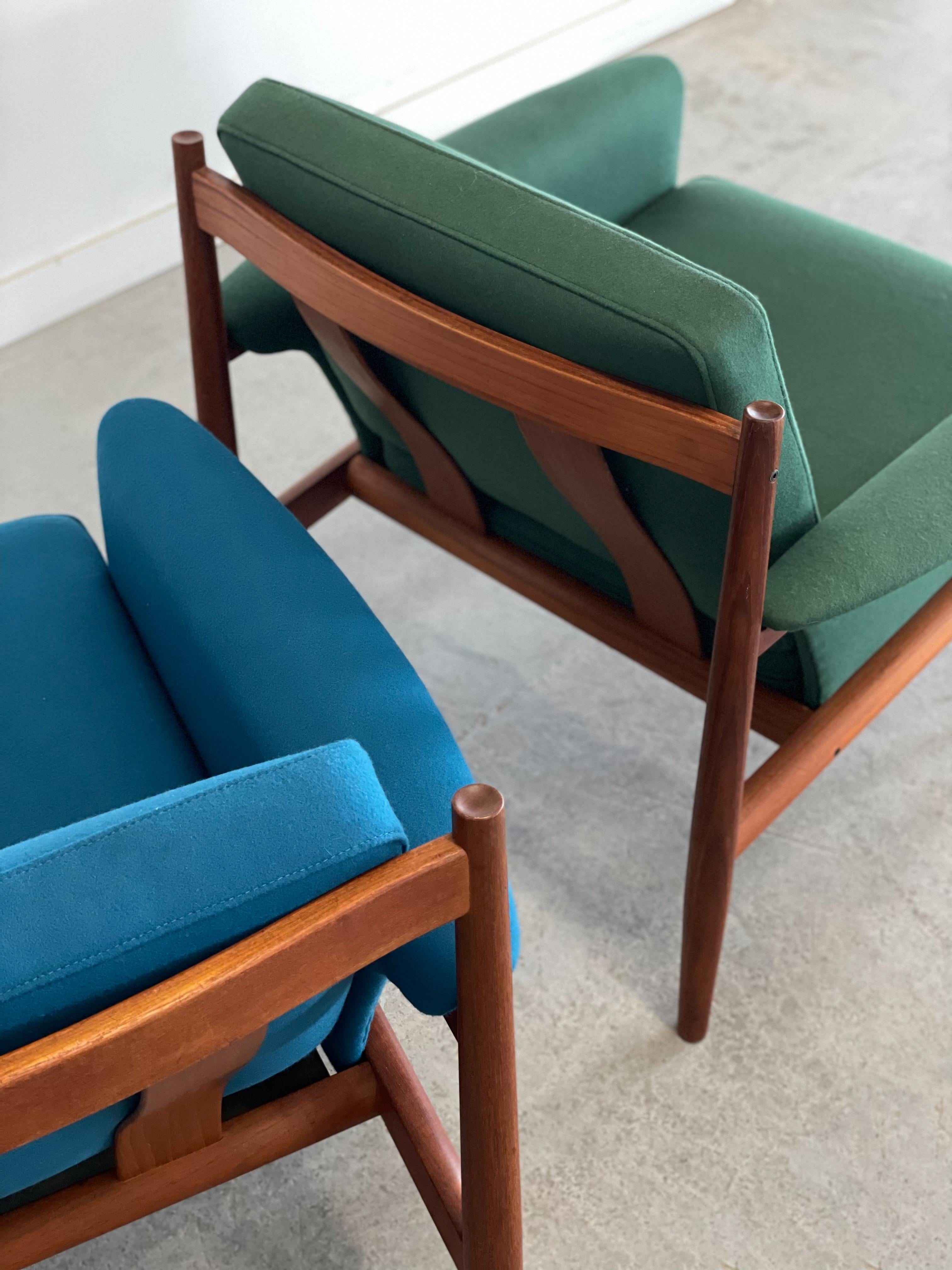 Grete Jalk Danish Teak Lounge Chairs for France and Son For Sale 2