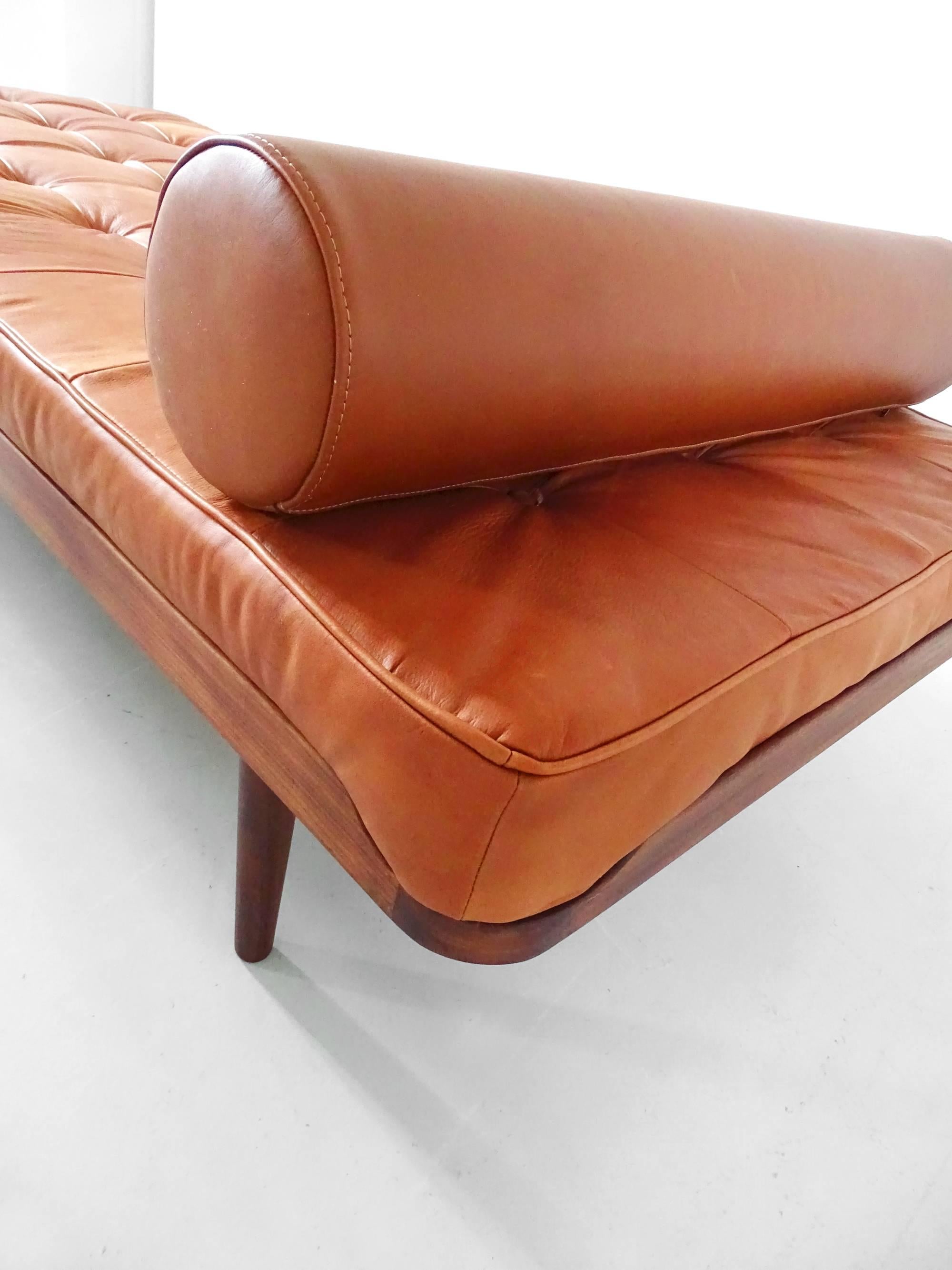 Mid-20th Century Grete Jalk Daybed in Teak and Cognac Leather for P. Jeppesen, Denmark, 1960 For Sale