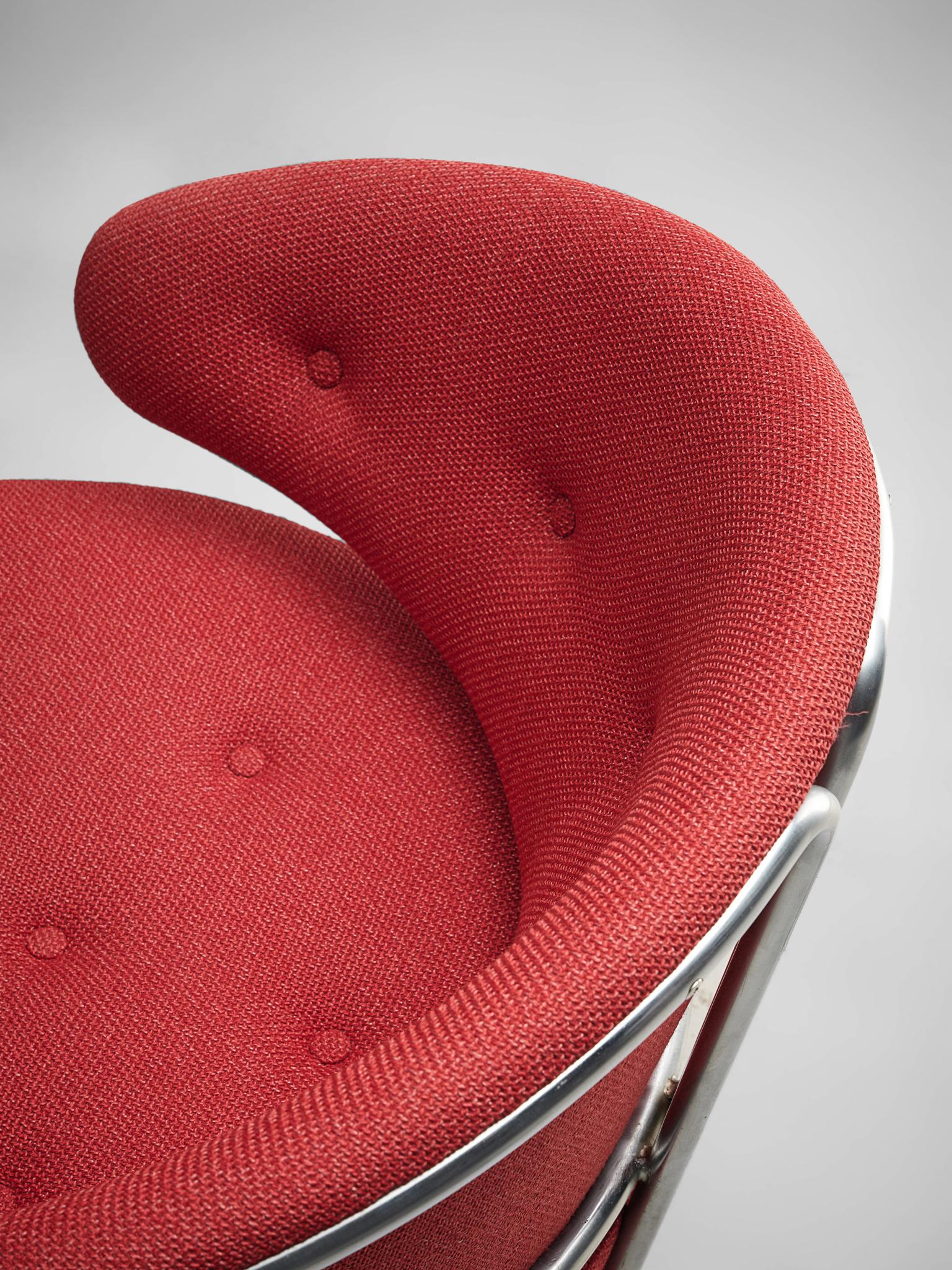 Grete Jalk Easy Chairs in Red Fabric, 1968 1