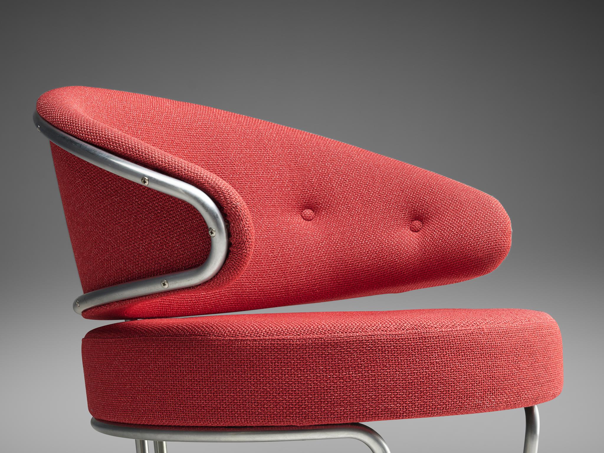 Grete Jalk Easy Chairs in Red Fabric, 1968 2