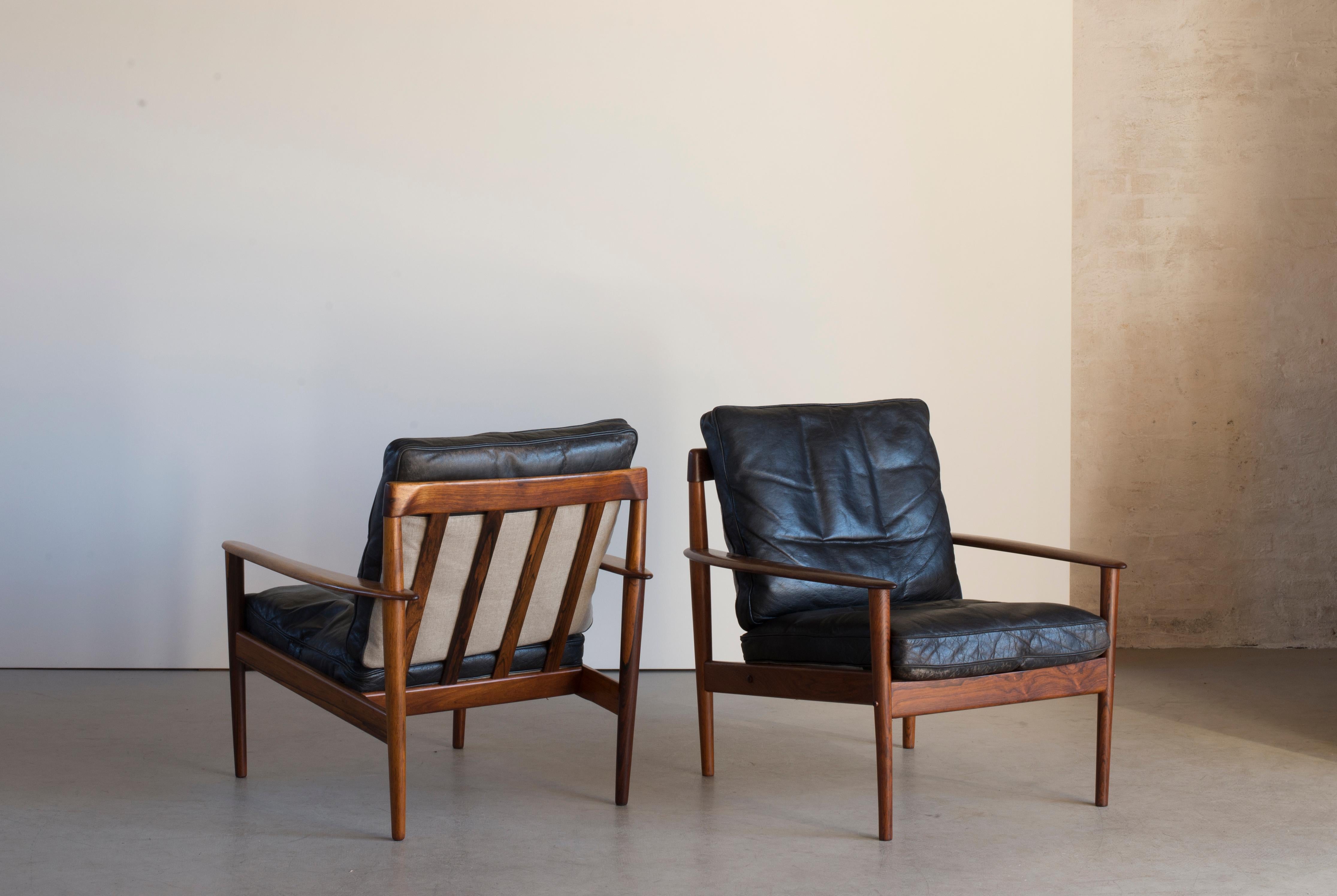 Scandinavian Modern Grete Jalk Easy Chairs of Rosewood