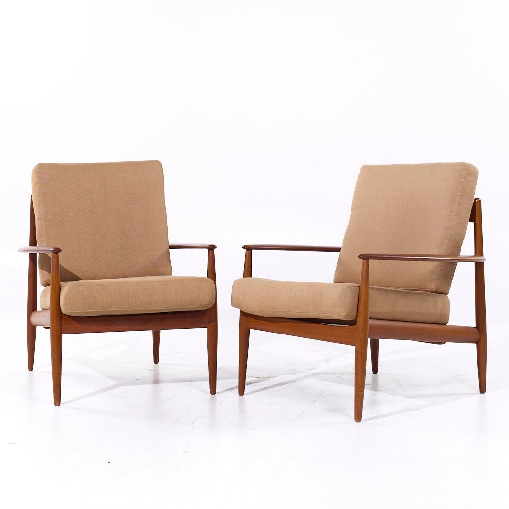 Mid-Century Modern Grete Jalk for France and Son F118 Mid Century Danish Teak Lounge Chairs - Pair For Sale