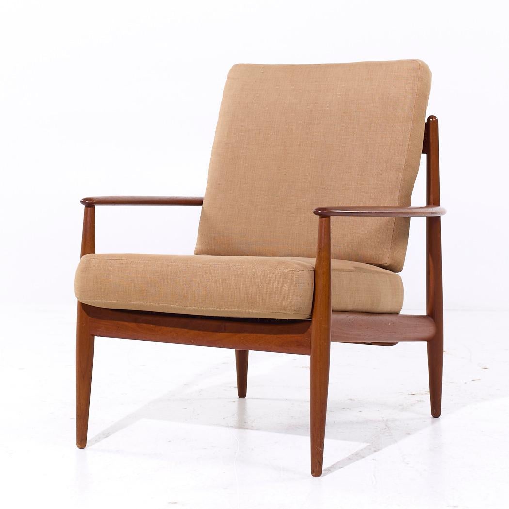 Upholstery Grete Jalk for France and Son F118 Mid Century Danish Teak Lounge Chairs - Pair For Sale