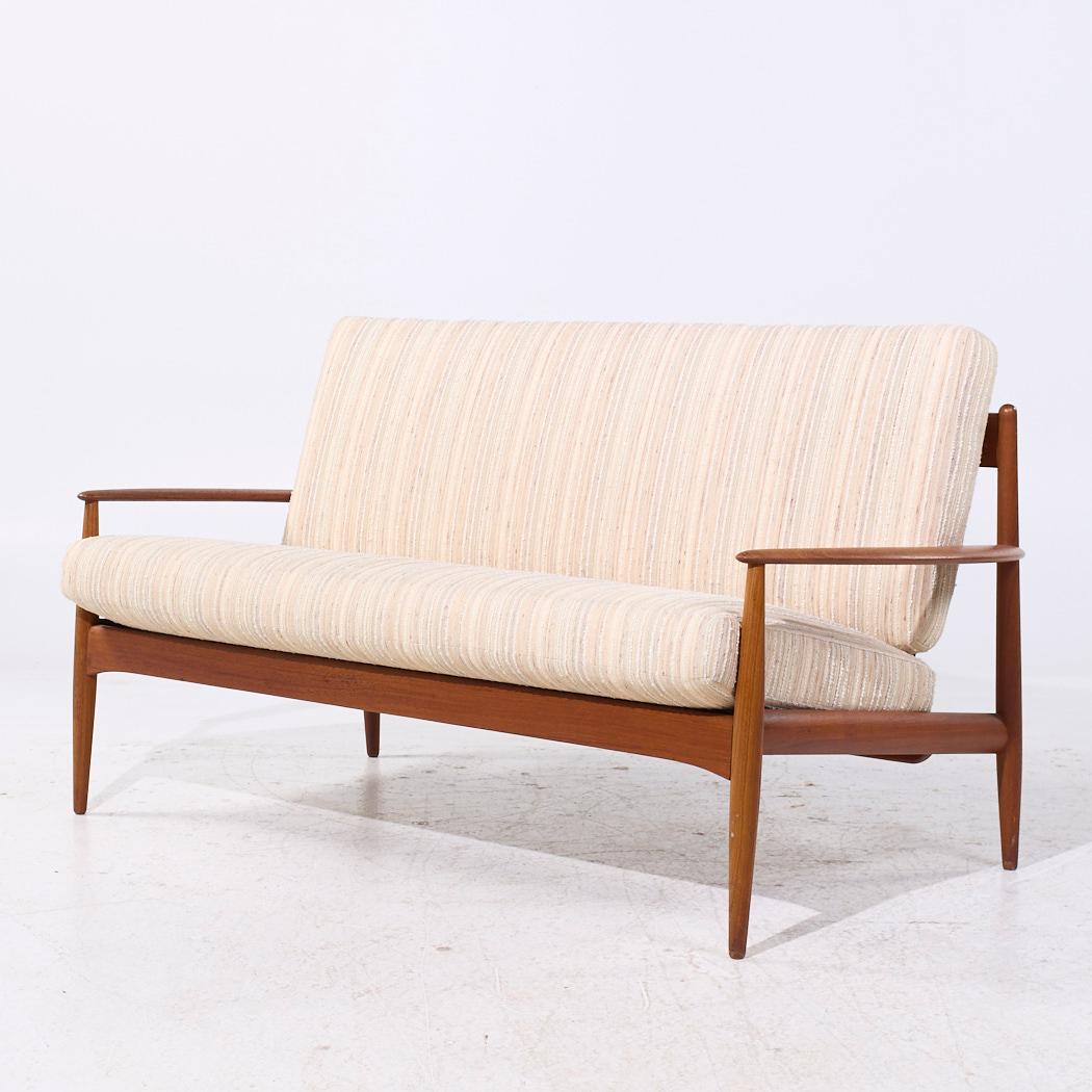Mid-Century Modern Grete Jalk for France and Son Mid Century Danish Teak Loveseat Sofa For Sale