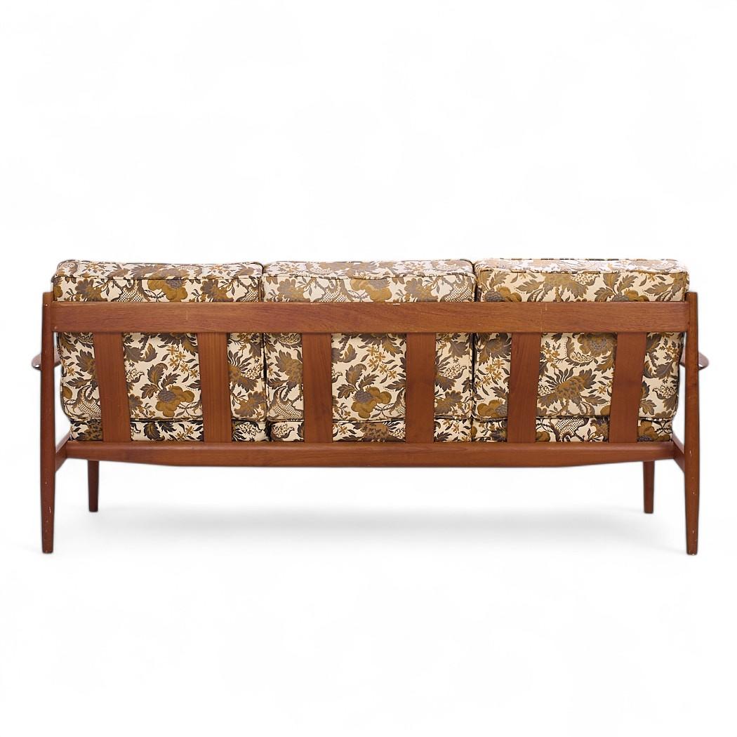 Upholstery Grete Jalk for France and Son Mid Century Danish Teak Sofa For Sale
