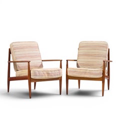Grete Jalk for France and Sons Mid Century Danish Teak Lounge Chairs - Pair