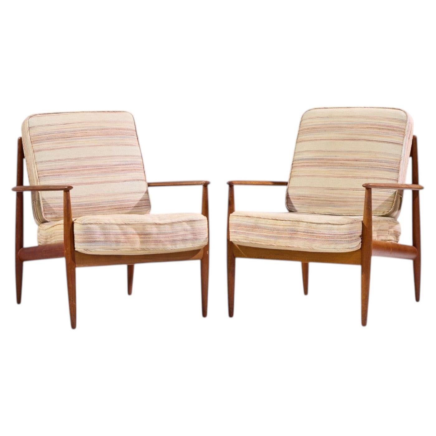 Sillones de teca daneses de mediados de siglo de Grete Jalk para France and Sons - Par en venta