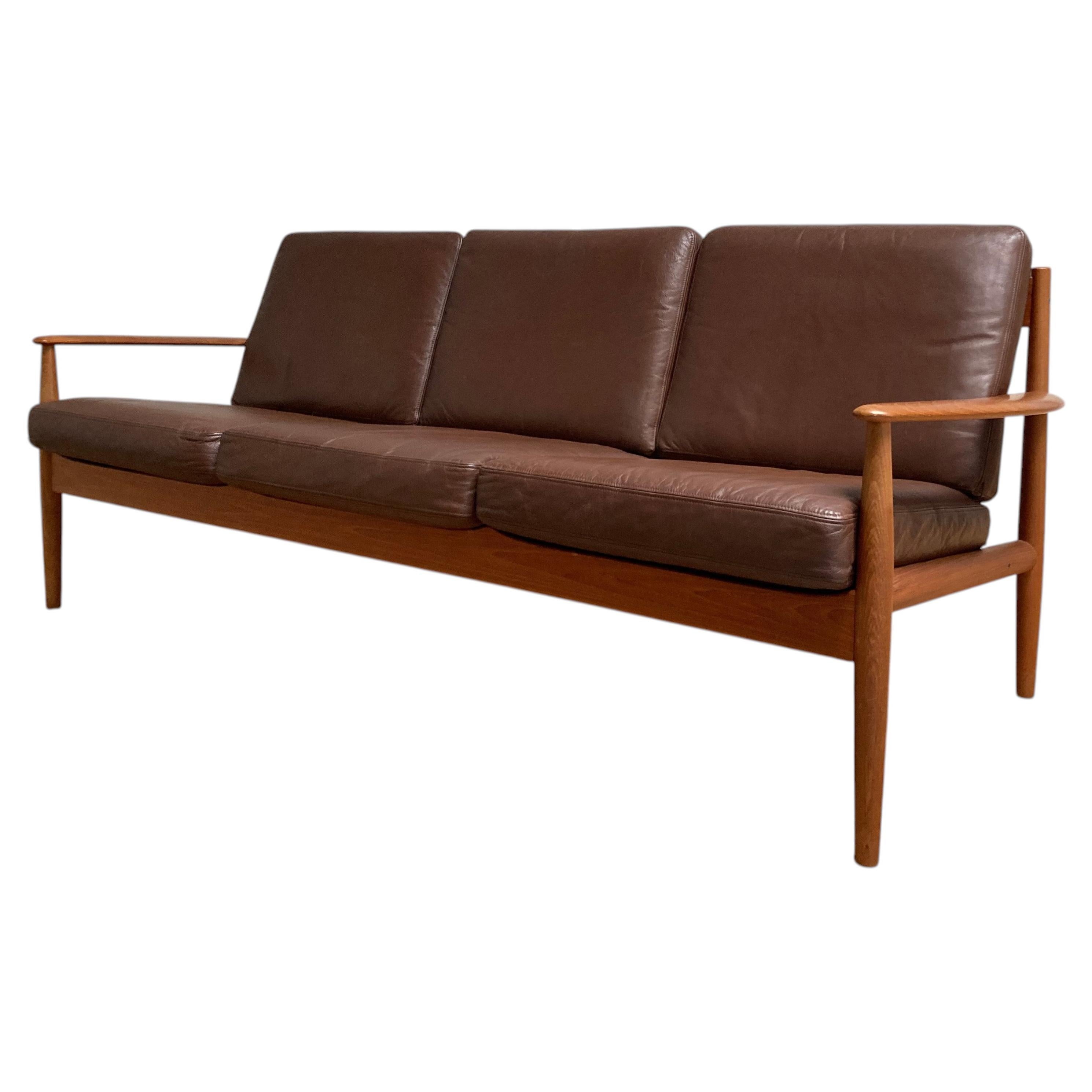 Grete Jalk for France & Son Teak Leather Sofa