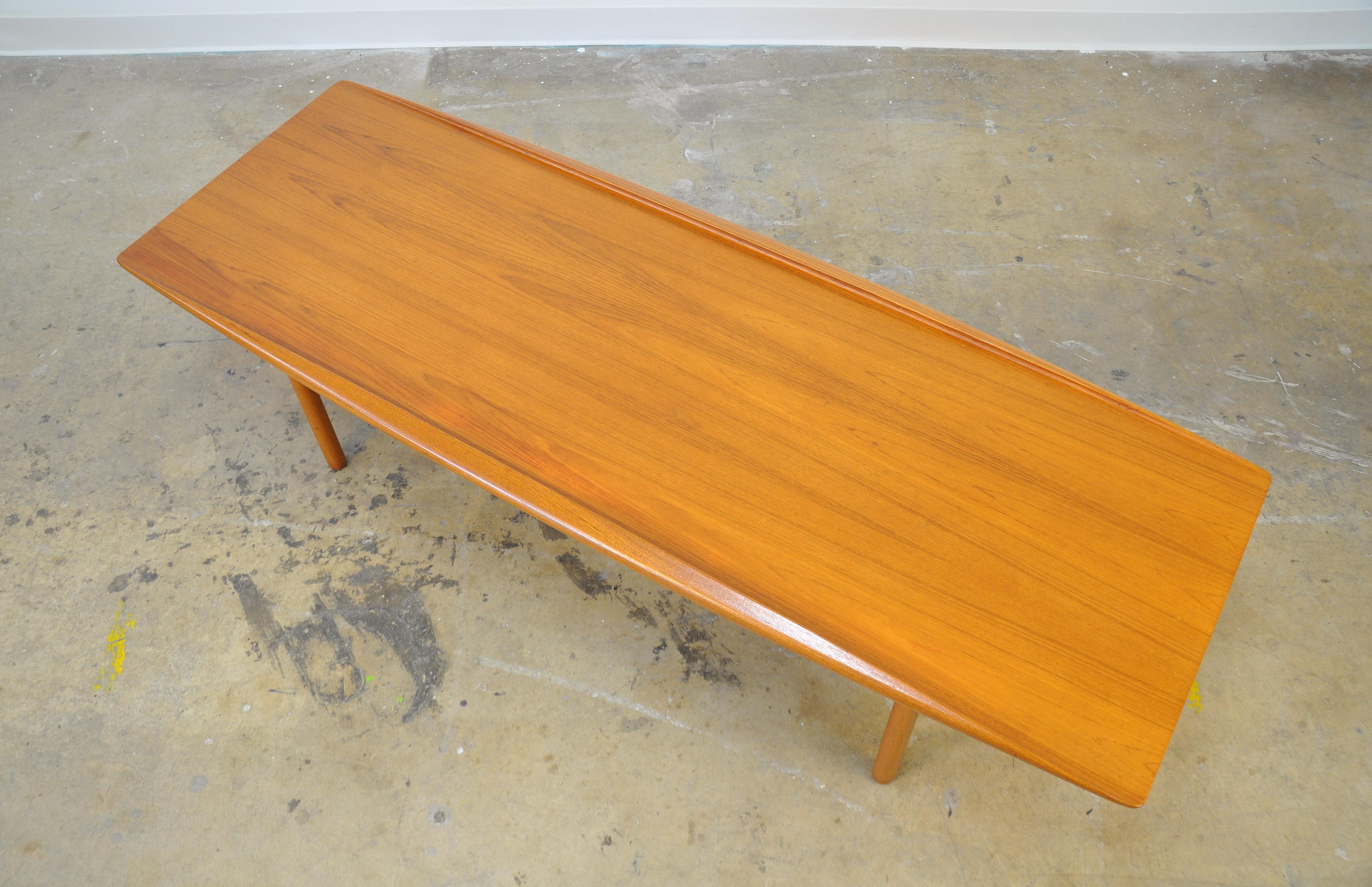 Grete Jalk for Poul Jeppesen Teak Surfboard Coffee Table 1