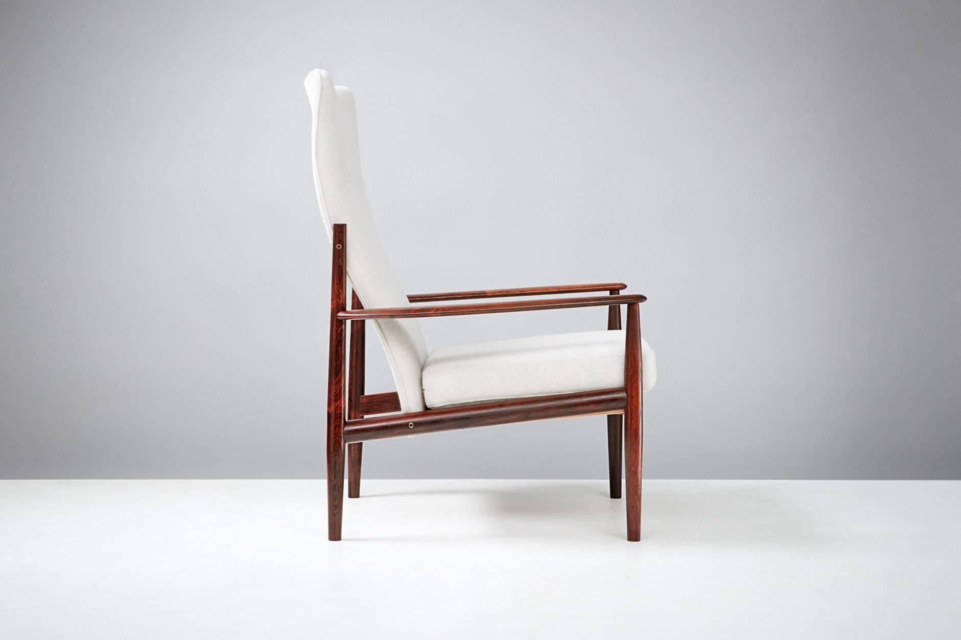 Scandinavian Modern Grete Jalk High Back Rosewood Lounge Chair