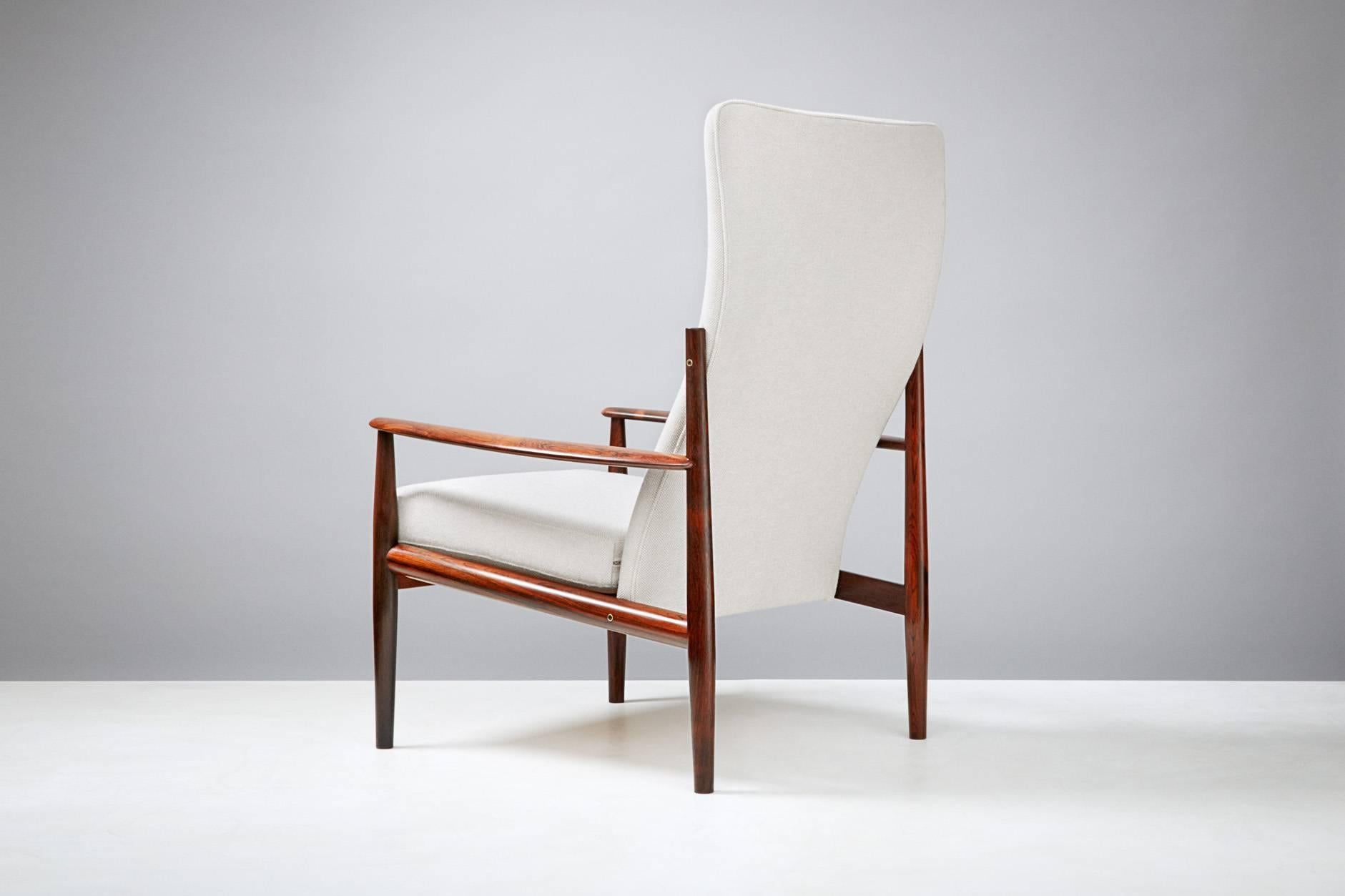 Danish Grete Jalk High Back Rosewood Lounge Chair